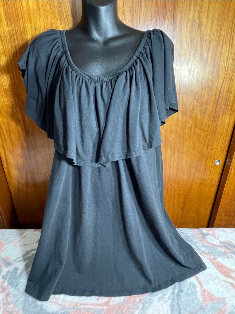 Woman Within Black Ruffled Scoop-Neck Tunic plus size 1X 22/24